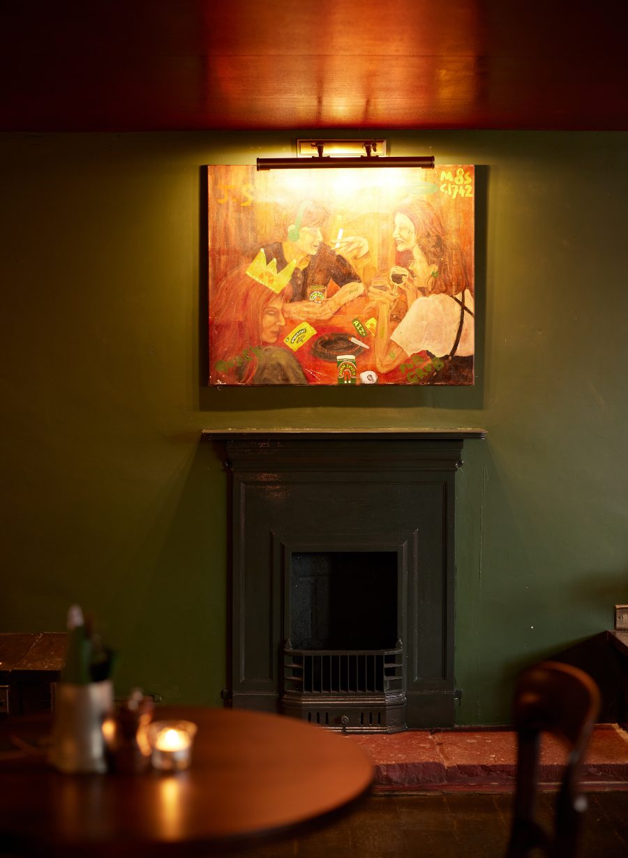 bar area inside pub with seating